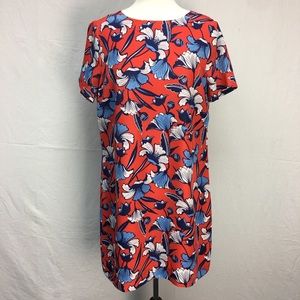 NWT J.Crew Red Box Shaped Floral Print Dress sz 10